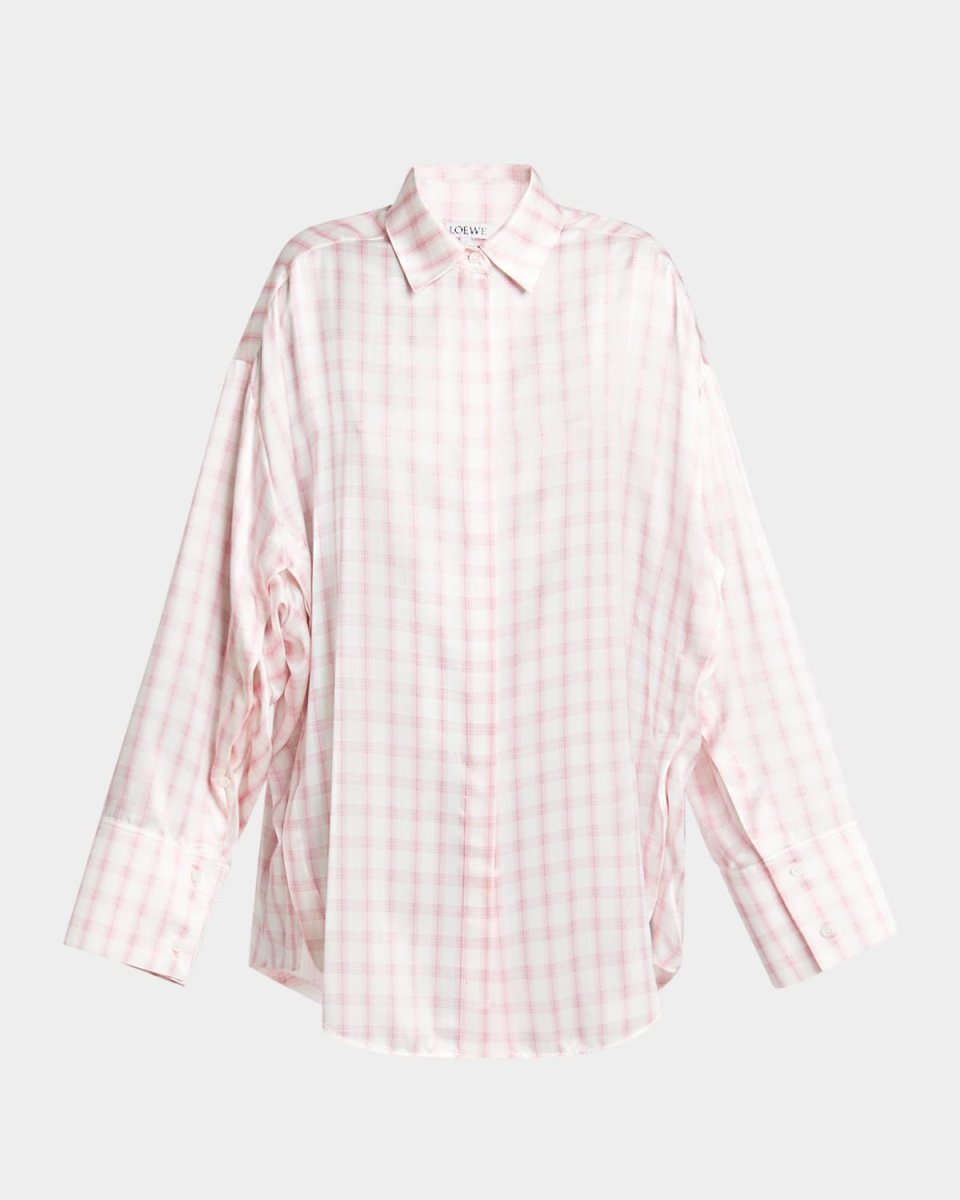 Plaid Button Down Oversized Blouse